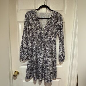 Women's Gray Paisley Wrap Dress